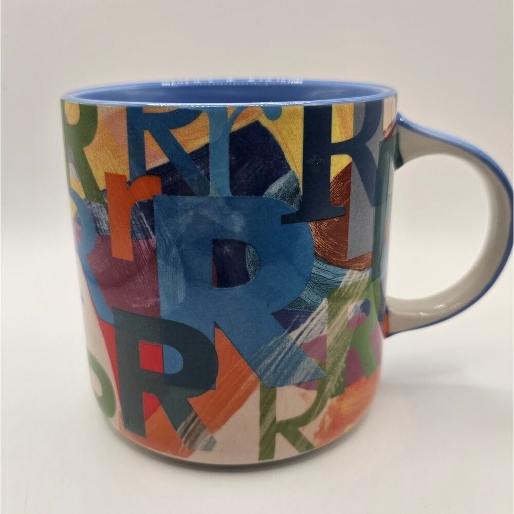 Anthropologie Monogram R Colorful Ceramic Mug